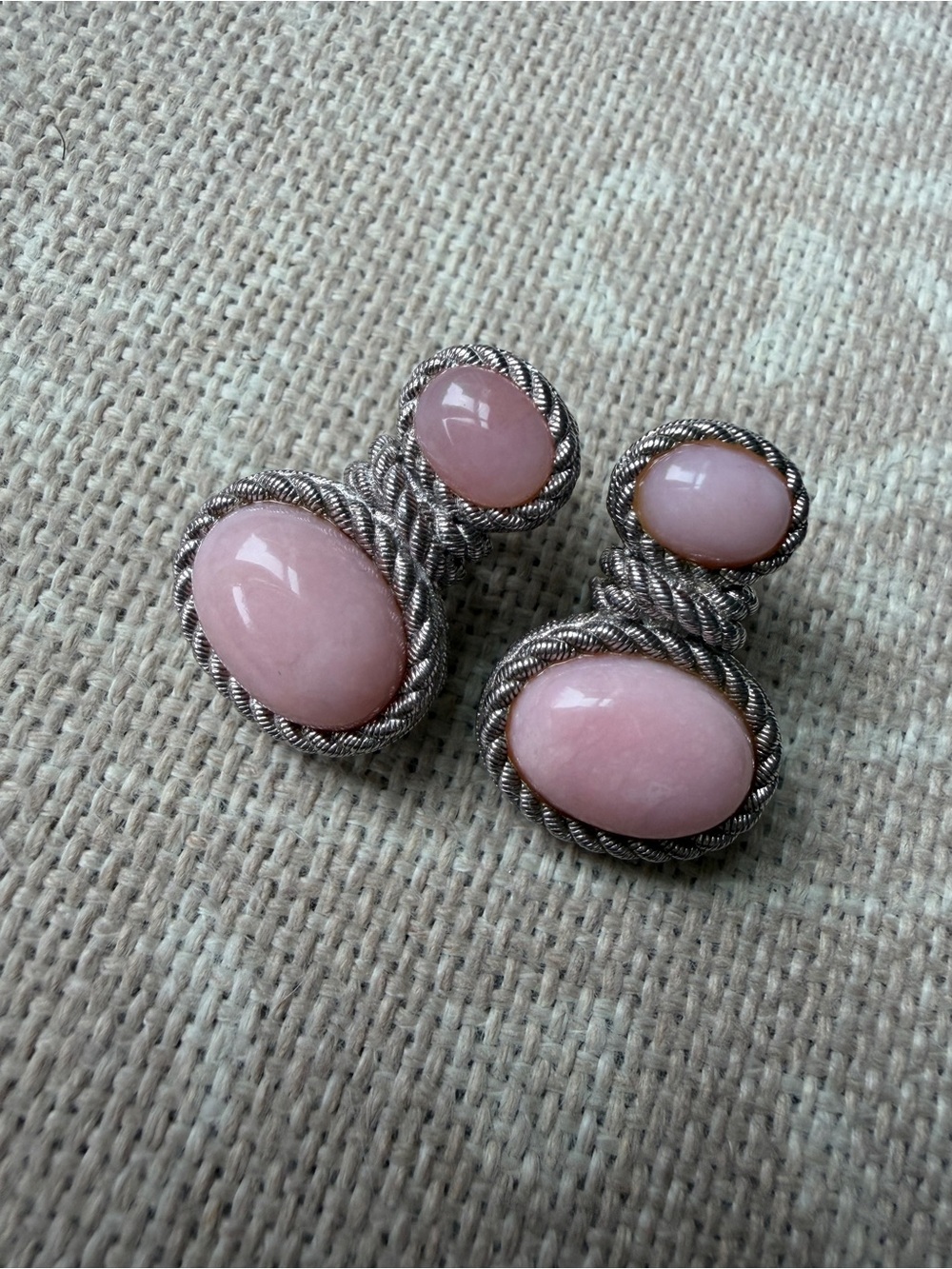 JUDITH RIPKA STERLING SILVER PINK OPAL EARRINGS RARE ! - Picture 2 of 5